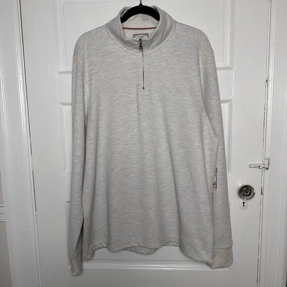 Men's Cream Half-Zip Sweater - Picture 2 of 16